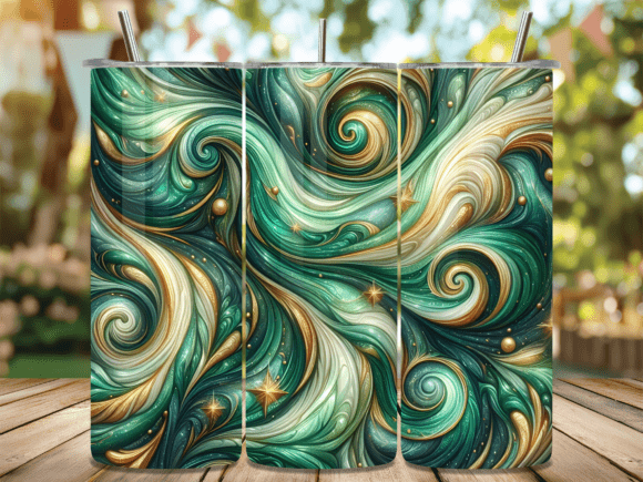 Download Emerald Gold Abstract Swirl Tumbler Wrap - Old Collection