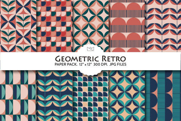 Download Geometric Retro Digital Paper, Patterns - Retro Collection